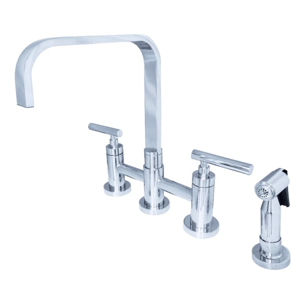 KS8251CMLBS Manhattan 2-Hndl Kitchen Faucet W/Brass Side Sprayer, Chrm